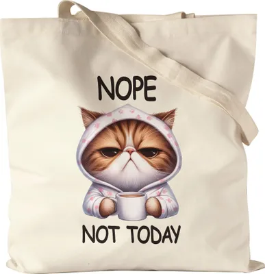 Produktbild von Nope Not Today Jutebeutel Katze Lustig Süß Geschenkidee für Morgenmuffel