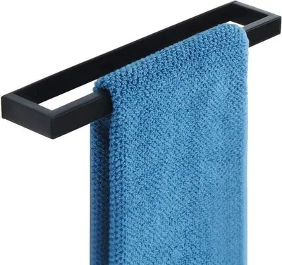 Zdjęcie produktu dla Wieszak na ręczniki czarny montaż ścienny - Stal nierdzewna SUS304 bez wiercenia - 30 CM Wieszak na ręczniki do łazienki i kuchni