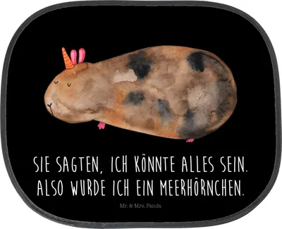 Produktbild von Mr. & Mrs. Panda Sonnenschutz Auto Einhorn Meerschweinchen - Schwarz - Geschenk, Meerschwein, Meerhörnchen, Unicorn, pkw, Sonnenblende, autofenster, Einhörner