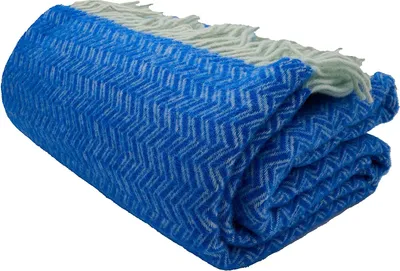 Produktbild von Fair De Luxe Wolldecke 100% Wolle | wärmende Wohndecke/Plaid vielseitig einsetzbar | Blau