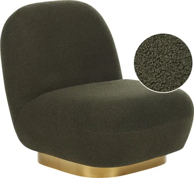 Produktbild von BELIANI Sessel Dunkelgrün Bouclé Stoff Gepolstert mit Goldenem Bein Ohne Armlehne Modern Elegant für Wohnzimmer Schlafzimmer Flur