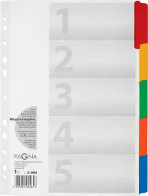 Productafbeelding van PAGNA kartonnen register, DIN A4, 5-delig, 5 kleuren