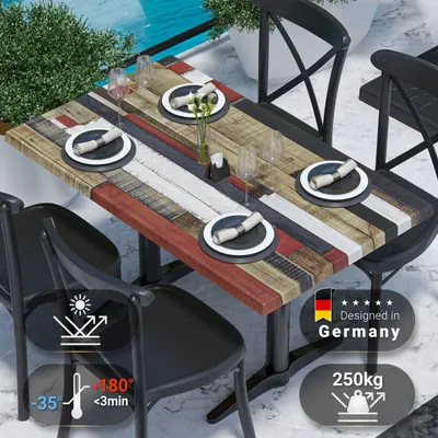 Produktbild von JAMAIKA | Bistro Außen Tischplatte | B:T 120 x 70 cm | Vintage Bunt | Rechteckig | Topalit Tischplatte