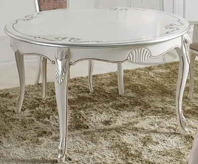 Produktbild von Casa Padrino Luxus Barock Esstisch Weiß / Silber - Ovaler Ausziehbarer Massivholz Esszimmertisch - Barock Esszimmer Möbel - Luxus Qualität -  Italy