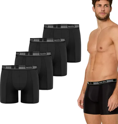 Produktbild von NUR DIE Herren Langer Boxer 4-Pack Long Boxer Baumwolle Active - schwarz - Größe L