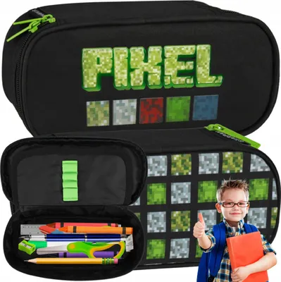 Produktbild von Federmäppchen mit 1 Verschluss Pixel grün STARPAK 528435