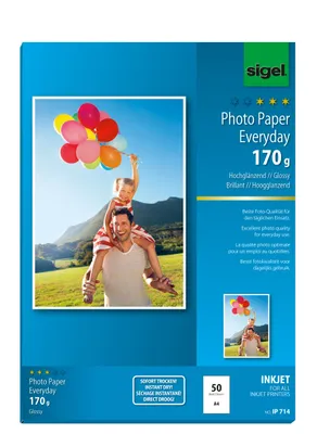 Immagine prodotto di SIGEL IP714 Carta fotografica a getto d'inchiostro Everyday - A4, lucido, 170 g/m², 50 fogli