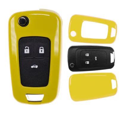 Produktbild von Auto Schlüssel Kunststoff Hülle ABS Plastik Schutz Cover Gelb kompatibel mit Opel Astra J Corsa D Meriva Insignia Zafira Adam Klappschlüssel
