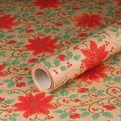 Produktbild von Geschenkpapier für Weihnachen, Weihnachtsstern, Rot, 0,70 x 10 m