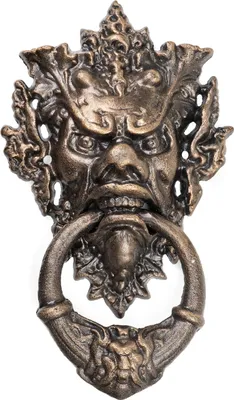 Imagen del producto de Timbre de puerta "Diablo" de Moritz, estilo antiguo, hierro fundido, rústico. Timbre de puerta, aldaba, estilo barroco, decoración para puerta, timbre para puerta principal