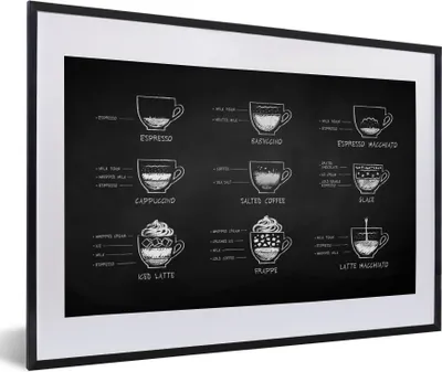 Produktbild von MuchoWow® Gerahmtes Poster Kaffee - Küche - Getränk 60x40 cm - Poster mit Schwarzem Bilderrahmen Wandposter Rahmen Foto Bilder - Schlafzimmer - Plakat in Rahmen - Drucken