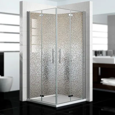 Produktbild von dedeco Eck-Duschrückwände Aluminium wasserfest Motiv: Abstrakt V5, 2 x 90x200x0,3cm, Badrückwand, Fliesenersatz fugenlos Wandverkleidung Wandpaneele,  Germany