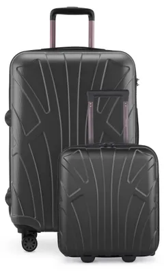 Produktbild von Suitline - Kofferset für EasyJet, 2-teilig Unter-Sitz Trolley 45x36x20 cm + erweiterbarer Reisekoffer 66 cm für 15-20 kg Gepäck, kleiner + großer Koffer,Graphit