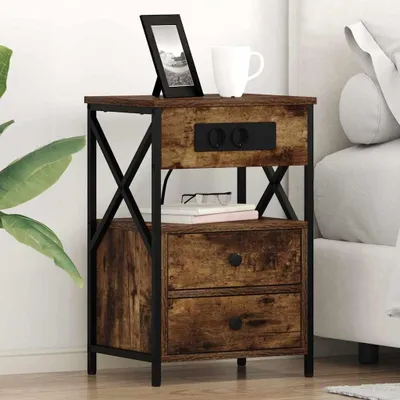 Obrázok produktu pre vidaXL Nočný stolík z údeného dubového dreva 40 x 31 x 60 cm drevotrieska