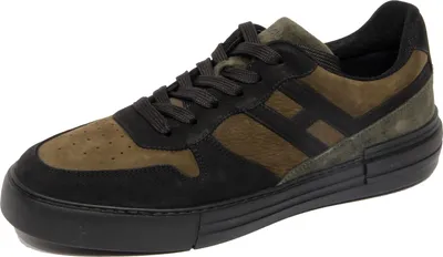 Zdjęcie produktu dla G3632 sneaker uomo HOGAN zielone/czarne skórzane/zamszowe buty męskie
