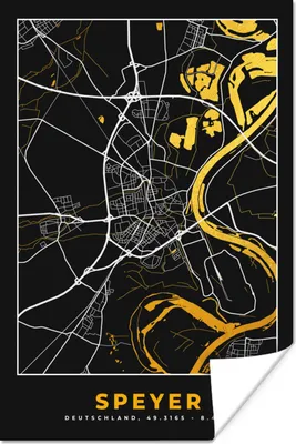 Produktbild von MuchoWow® Poster Karte - Speyer - Gold - Stadtplan - Deutschland 120x180 cm - Kunstposter