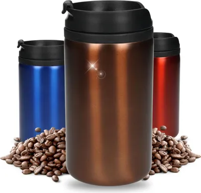 Produktbild von Coffee to Go Becher Thermo "Venice" Edelstahl Kaffeebecher 0,25 Liter Praktischer Isolierbecher doppelwandig Braun