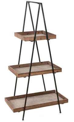 Produktbild von Dehner Deko-Regal, für Pflanzen & Accessoires, ca. 137.5 x 73 x 43 cm, Metall/Holz, schwarz/braun