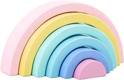 Productafbeelding van Houten Regenboog Stapelblokken Educatief Speelgoed voor Kinderen