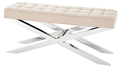 Zdjęcie produktu dla Casa Padrino – Luksusowa ławka – Elegancka ławka w kolorze naturalnym z polerowanej stali – 120 x 42,5 x wysokość 53,5 cm