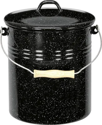 Image de KARL KRÜGER Poubelle 3l avec couvercle noir et blanc moucheté