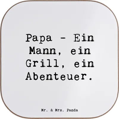 Produktbild von Mr. & Mrs. Panda Tischuntersetzer Spruch Papa Abenteuer - Weiß - Geschenk, Grillmeister, Familienleben, gläseruntersetzer, Coaster, Tassenuntersetzer, Untersetzer Glas