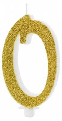 Produktbild von Geburtstagskerze Zahlen 0 bis 9 gold glitzernd 10cm