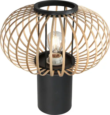 Image de Steinhauer - lampe de table - Bloeba - naturel noir - bambou métal - lampe de chevet - E27 - 4499ZW