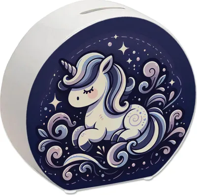Produktbild von Bunte Keramik Spardose Schlafendes Einhorn, ca. 13x14x5 cm