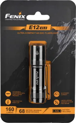 Obrázek produktu pro Fenix E12 V2.0, Ruční svítilna, Černá, Hliník, IP68, LED, 50000 h