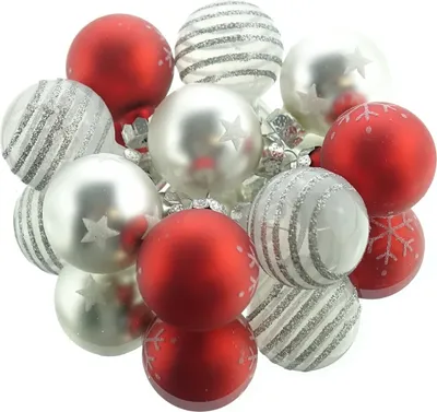 Produktbild von Christbaum-Micro-Kugeln Rot & Silberfarben Ø 3 cm aus Glas - 9er Set