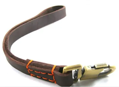 Produktbild von Kurze Leder-Hundeleine, Starke Verkehrssteuerung, 40 cm lang, 2,5 cm breit, Langlebiges Leder