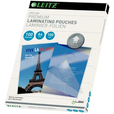 Immagine prodotto di Leitz 7480-00-00 7480 Pellicola di laminazione UDT - A4, lucida, 100 mym, 100 pezzi