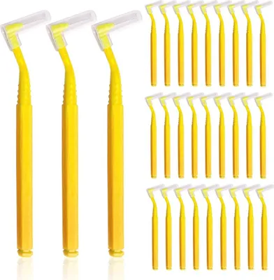 Image de Brossettes interdentaires Jaune 30 pièces avec manche antidérapant