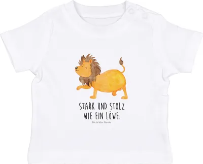Produktbild von Mr. & Mrs. Panda Babyshirt Sternzeichen Löwe 12. - 18. Monat - Weiß - Geschenk, Geburtstag August, König Der Tiere,  Baby T-Shirt, Kinder Shirt, Oberteil, Juli, Top
