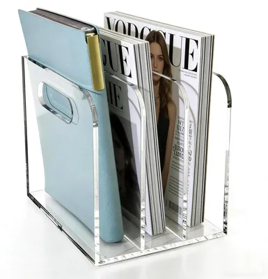 Productafbeelding van Tijdschriftenhouder - Documentenhouder - Acryl - 3 vakken - Transparant