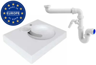 Produktbild von Polycer | Waschbecken Compactino - 60x50x12 Cm - Weiß - Rechteckig - Für Waschmaschinen