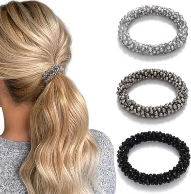 Produktbild von Haarbänder mit Perlen, Set von 3, Elastisch, Langlebig, für Frauen und Mädchen