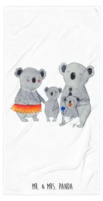 Produktbild von Mr. & Mrs. Panda Badehandtuch Koala Familie - Weiß - Geschenk, Handtuch, Papa, Geschwister, Strandlaken, Muttertag, Strandtuch, Reisehandtuch, Duschtuch, Duschhandtuch