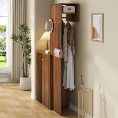 Produktbild von Garderobenset mit Stauraum, Kompaktgarderobe,Schuhschrank,Flurgarderobe,mit Kleiderhaken,Kleiderstange