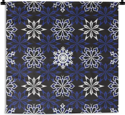 Produktbild von MuchoWow® Wandteppich Wandbehang Neujahr - Schneeflocke - Weihnachten - Muster 90x90 cm Tapisserie Dekoration Wandtuch - Wandaufhänger