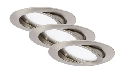 Zdjęcie produktu dla Zestaw 3 lamp wpuszczanych LED obrotowych IP23 7W srebrny plastik Briloner
