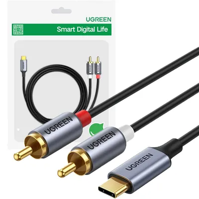 Zdjęcie produktu dla Ugreen kabel przewód audio dźwiękowy USB Typ C (męski) - 2RCA (męski) 1,5m szary (20193 CM451)