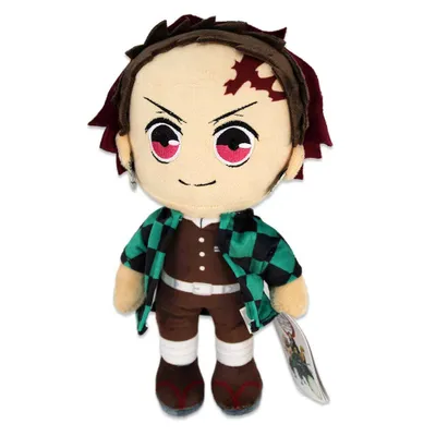 A plush toy of the anime character Tanjiro Kamado from Demon Slayer.