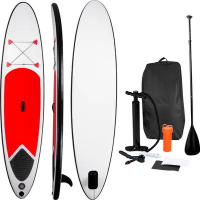 Image de Stand Up Paddling Board Planche SUP gonflable avec pagaie réglable, pompe, sac 305 x 71 CM Max. 100KG Rouge/Blanc