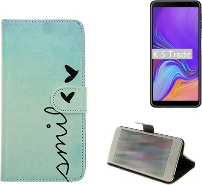 Produktbild von K-S-Trade Schutz-Hülle Handy-Hülle kompatibel mit Samsung Galaxy A7 (2018) Hülle Wallet Case  Flip cover bookstyle Etui Handyhülle ''smile''