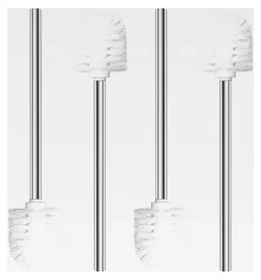 Produktbild von WC Bürste 7,5 cm 4er Set Edelstahlgriff | Toilettenbürste mit austauschbarem Kunststoffkopf (Weiß)