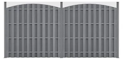 Produktbild von WPC Gartenzaun mit Rundbogen und Pfosten 185x376cm Grau