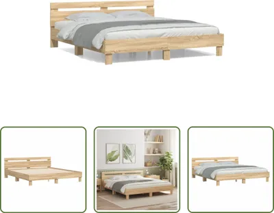 Produktbild von The Living Store Bettgestell mit Kopfteil Sonoma-Eiche 160x200 cm Holzwerkstoff