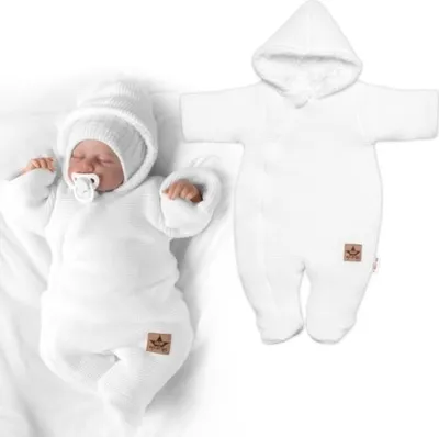 Produktbild von Winteroverall/Kombinésen mit Kapuze, Baby Nellys - weiß, Größe 74